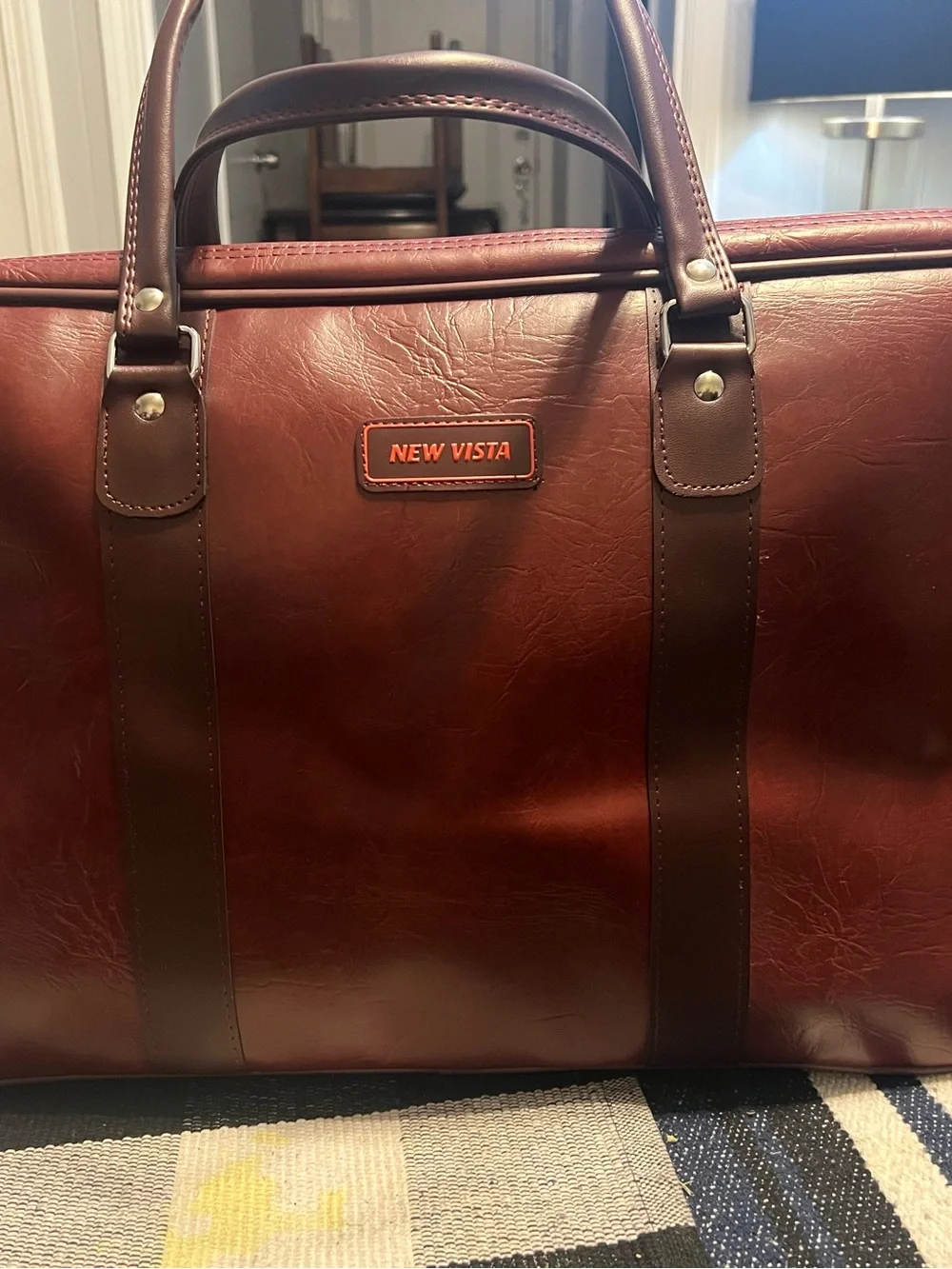 Men's Classic Leather Duffel Bag - Rich Brown